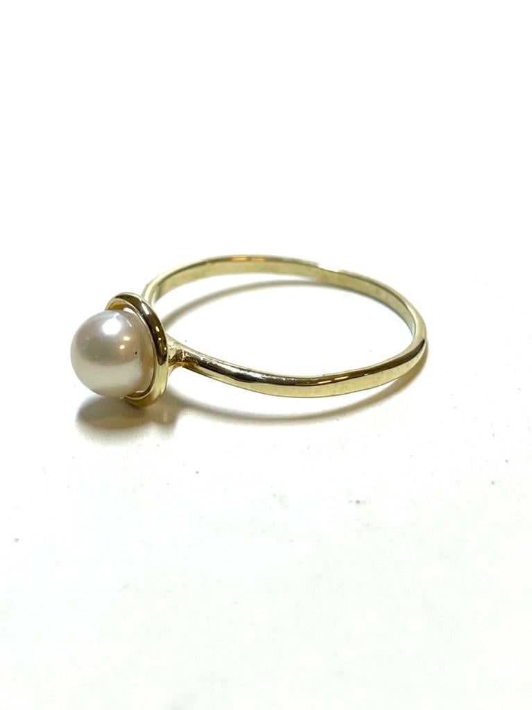 14k gouden ring met een parel, 18 tot 19, -, -, Ophalen of Verzenden