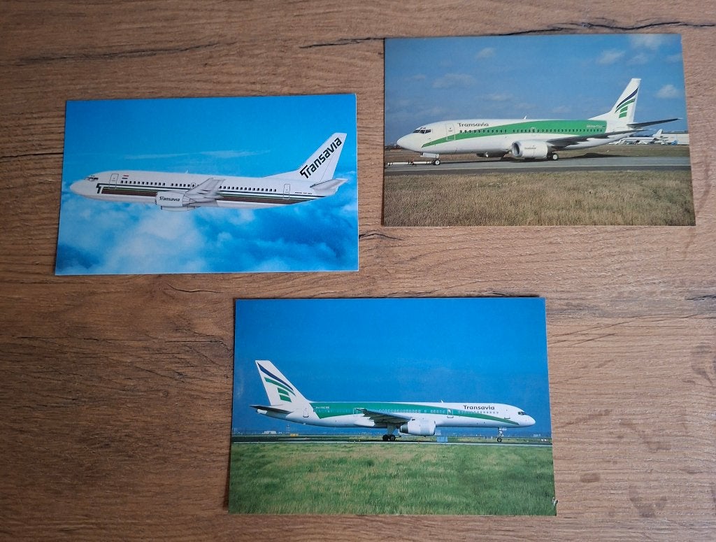3 Transavia Vliegtuig Ansichtkaarten - Vintage Luchtvaart, Ophalen of Verzenden, Zo goed als nieuw, Kaart, Foto of Prent