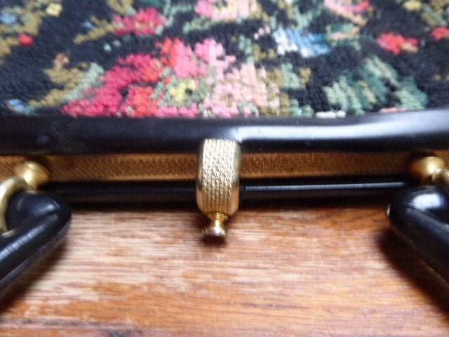 Geborduurd vintage tasje, Ophalen of Verzenden, Zo goed als nieuw, Zwart, Handtas