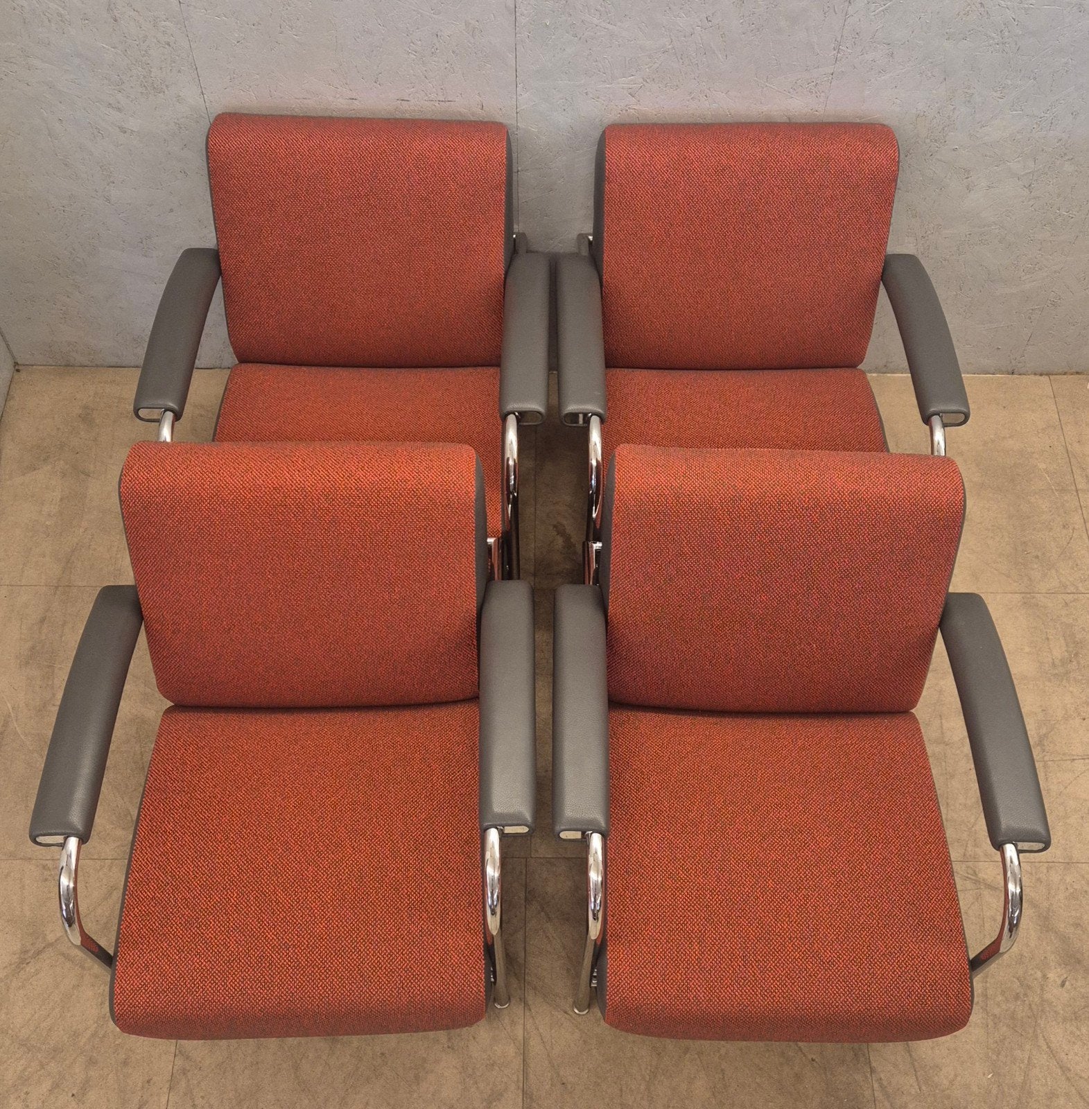 Leolux Scylla fauteuils ontwerp Gerard Vollenbrock, 4 stuks, Ophalen, Leolux, Leer, 75 tot 100 cm