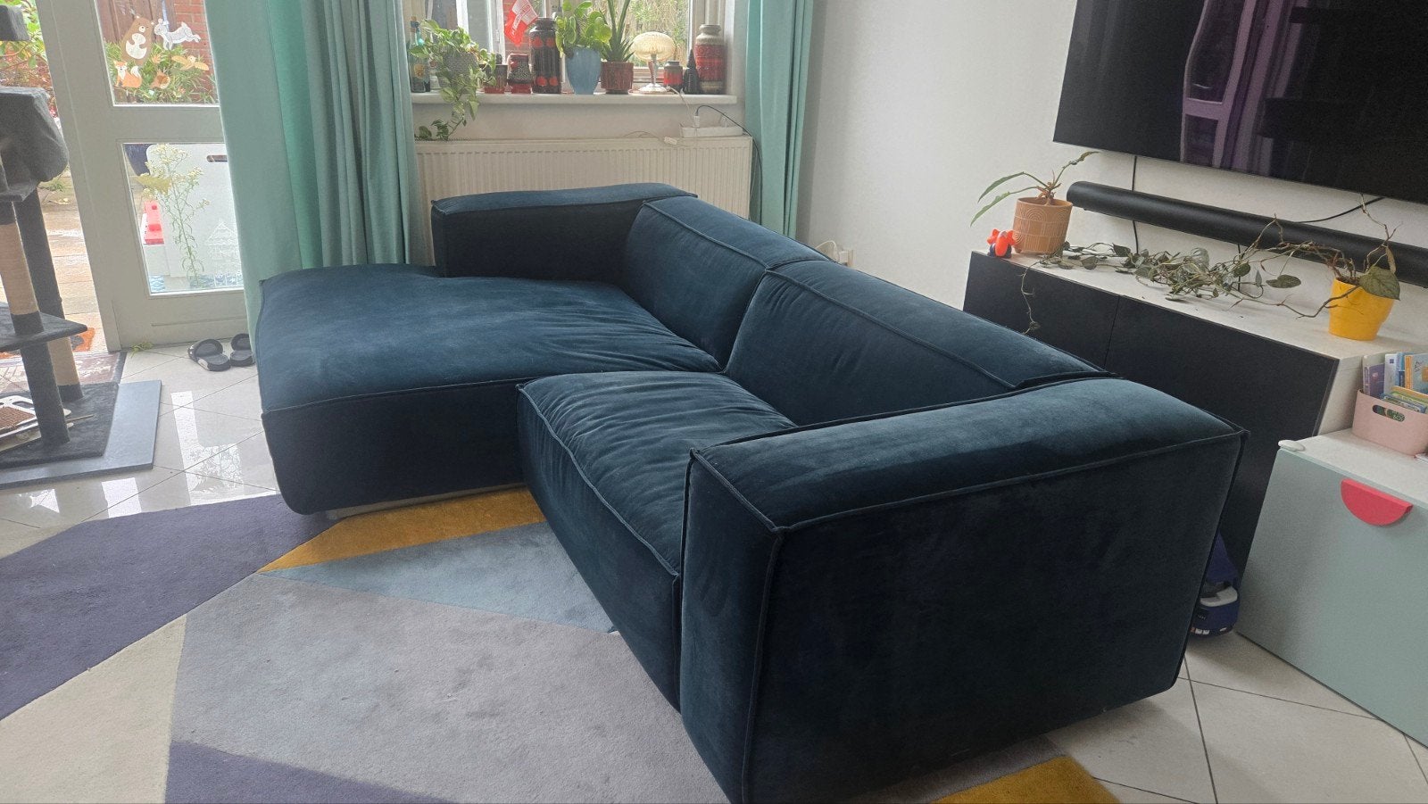 Fest dunbar bank donkerblauw, Ophalen, 250 tot 300 cm, Hoekbank, Driepersoons