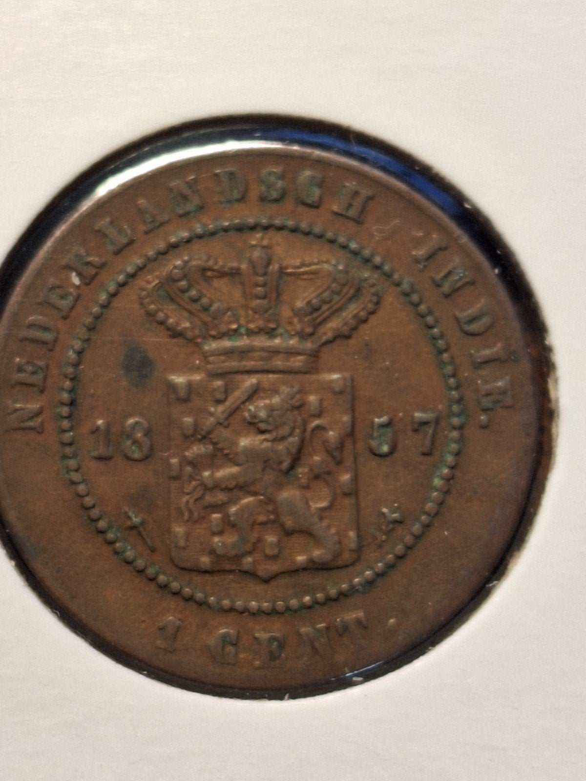 Nederlands indie 1 cent 1857, Ophalen of Verzenden
