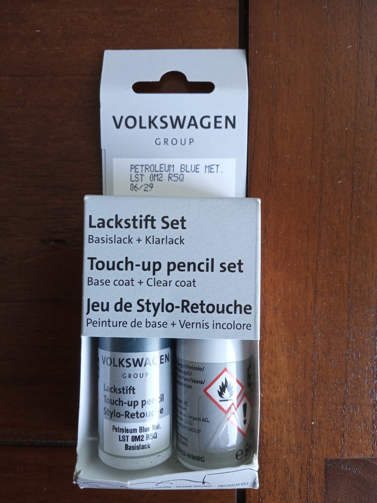 VW Lakstift Petroleum Blue Metallic met Blanke Lak, Ophalen of Verzenden, Nieuw, Volkswagen
