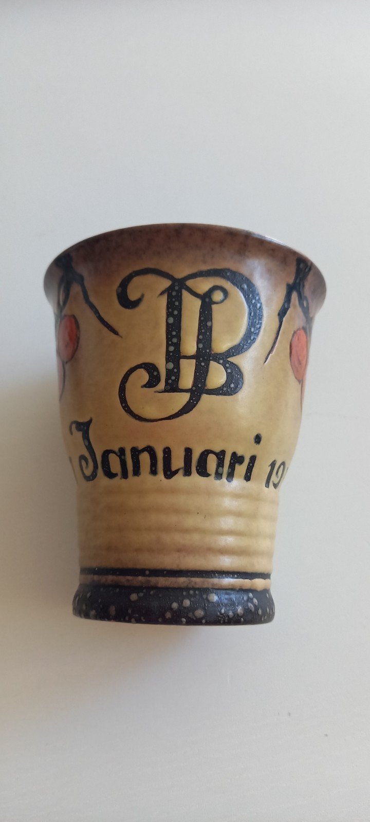 Vintage Schoonhoven Keramiek Beker - Januari 1937, Ophalen of Verzenden