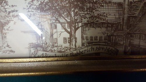 Prent Babberich Nienhuis 1914-1989 in houten goudkleurige li, Ophalen of Verzenden, 'T Olde Gre-j, Info@toldegrej.nl, Endepoelstraat 20f Didam