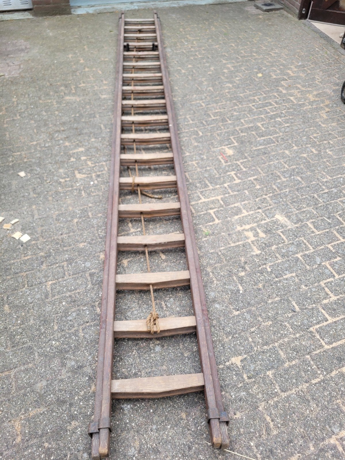 Houten ladder 2 x 18, Ophalen, Gebruikt, 4 meter of meer