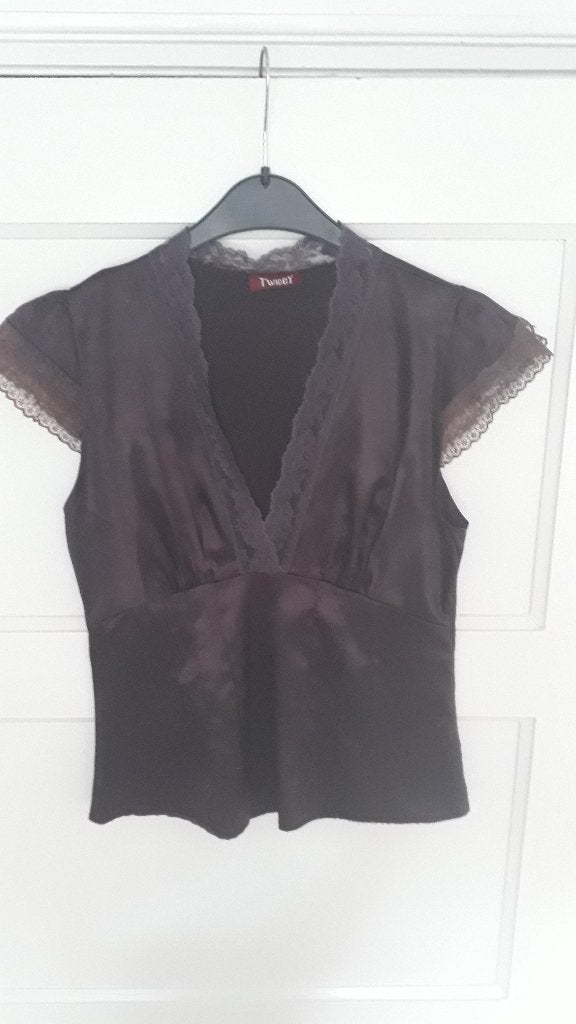 Mooie aubergine-kleurige top van TWIGGY     maat 36, Verzenden, Paars, Zo goed als nieuw, Korte mouw