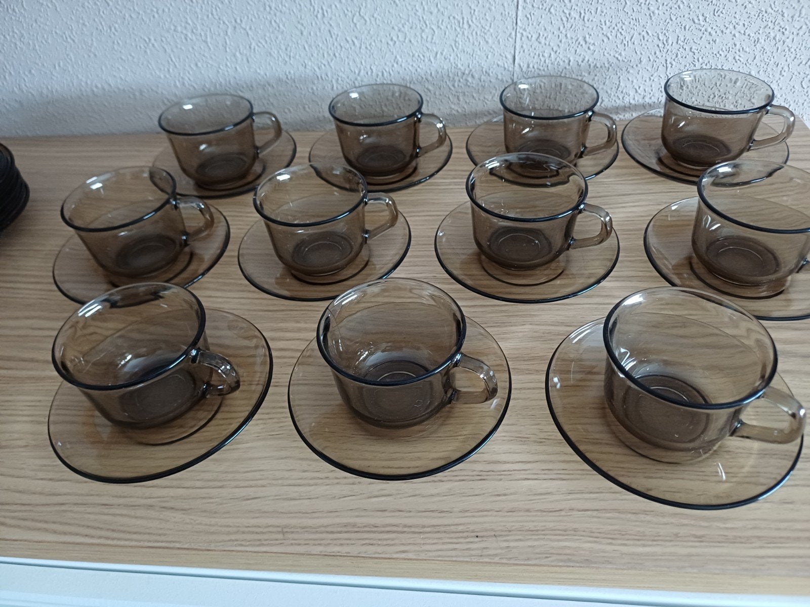 Rookglas kop en schotels, Ophalen of Verzenden, Gebruikt