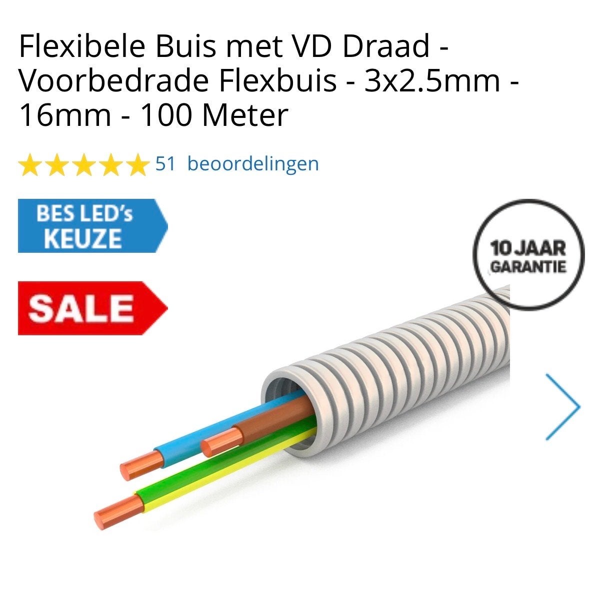 Opzoek naar Vd draad 3x2,5mm - Voorbedrade flexibele buis, Doe-het-zelf en Verbouw, Ophalen of Verzenden, Nieuw, Kabel of Snoer