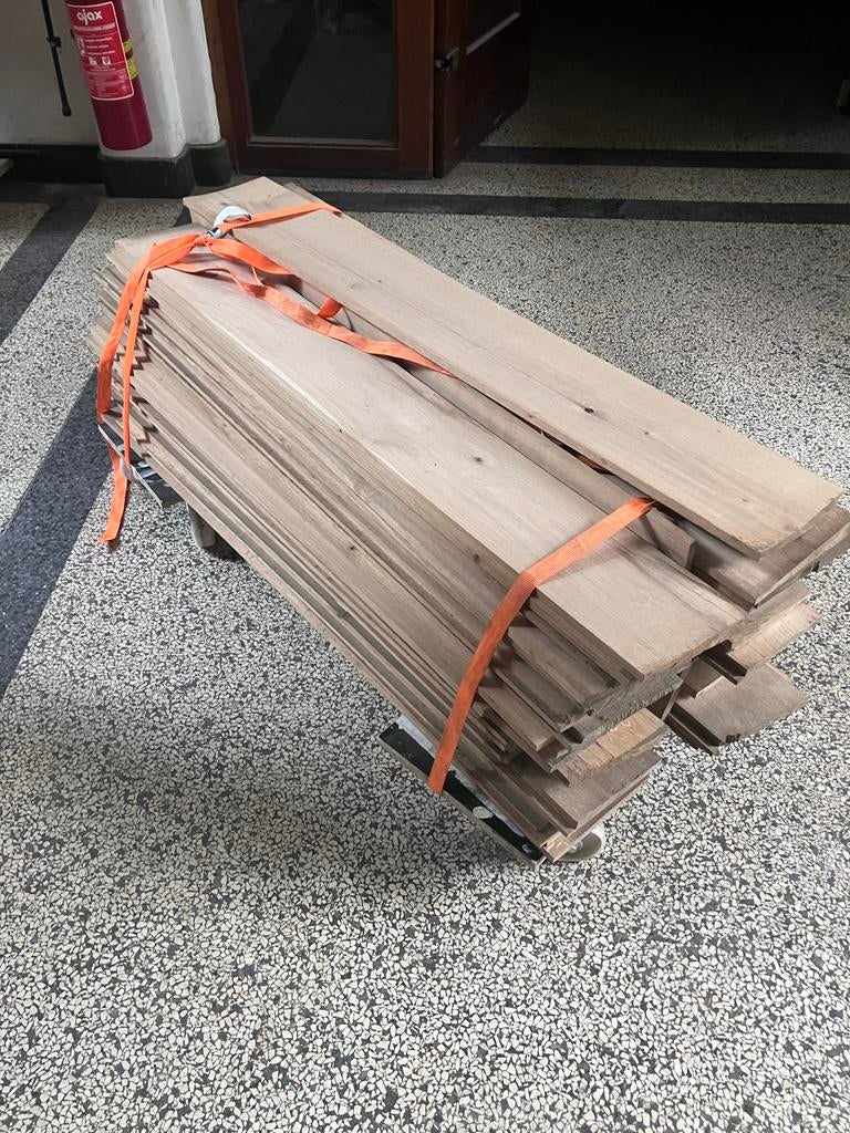 Partij nieuw Zweeds rabat eikenhout, 45 stuks (120-130cm), Ophalen, Minder dan 25 mm, Eiken, Nieuw