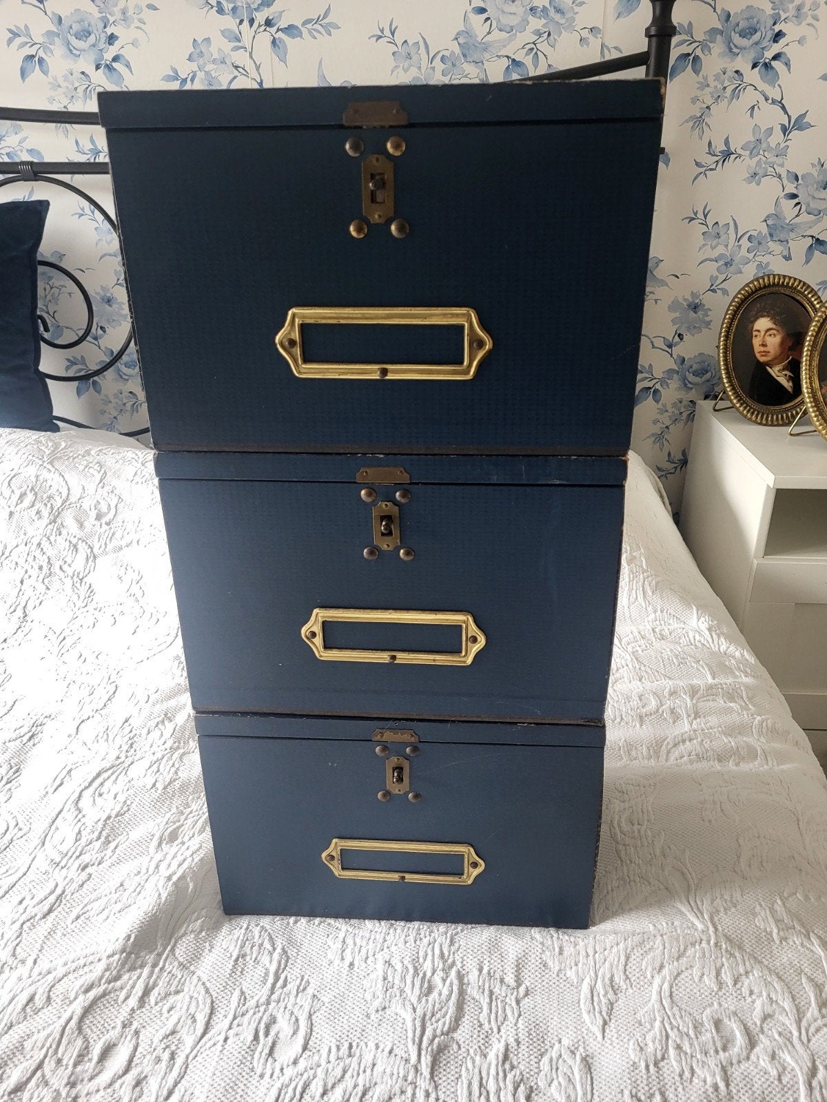 Oude kartonnen archiefdozen met koperen slotjes, Ophalen of Verzenden
