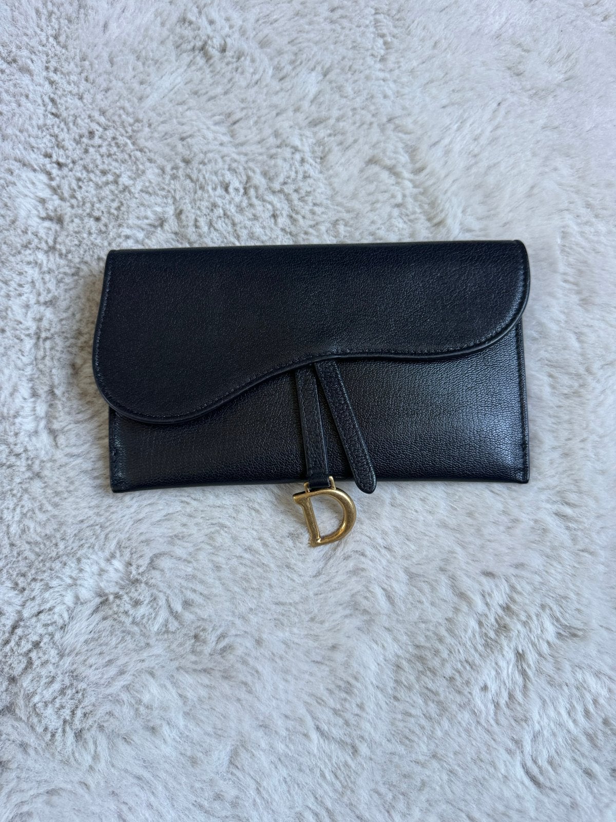 Dior Saddle Wallet on Chain Zwart, Ophalen, Zo goed als nieuw, Zwart, Schoudertasje