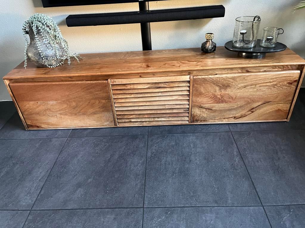 Z.g.a.n. TV meubel 200x40x47 cm met 2 deuren en 2 lades, 150 tot 200 cm, Ophalen of Verzenden, Zo goed als nieuw, Minder dan 100 cm