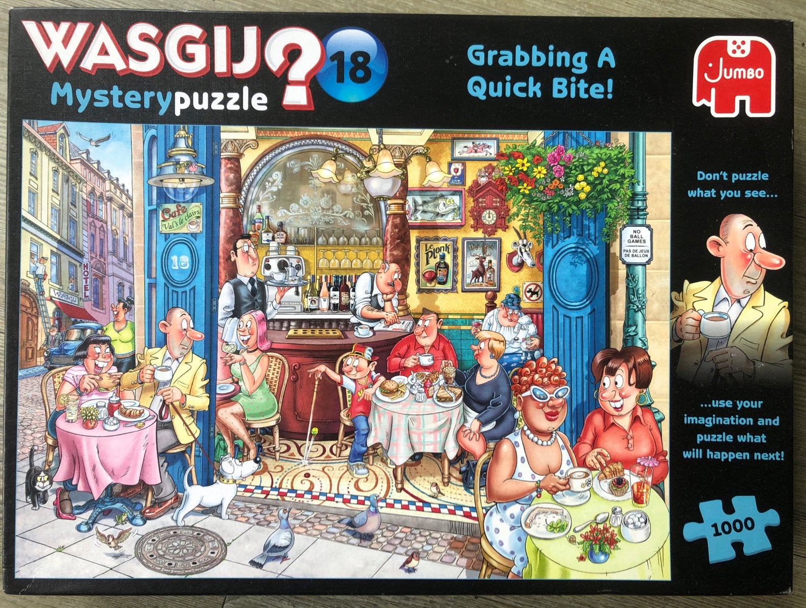Wasgij? Mystery 18: Grabbing A Quick Bite! 1000 stukjes, Ophalen of Verzenden, 500 t/m 1500 stukjes, Zo goed als nieuw, Legpuzzel