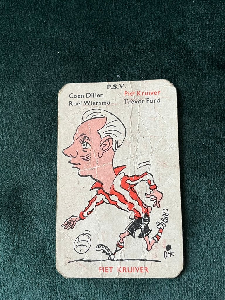 Piet Kruiver karikatuur Dik Bruynesteyn Monty voetbalplaatje, Verzamelen, Sportartikelen en Voetbal, Ophalen of Verzenden, Gebruikt