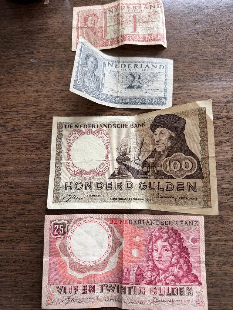 100 gulden Erasmus en 25 gulden Huygens, Verzenden, 100 gulden, Setje