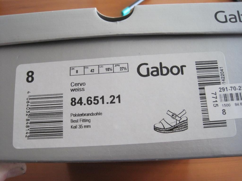 Gabor damesschoenen type Cervo kleur wit maat 42, Wit, Gabor, Zo goed als nieuw, Sandalen of Muiltjes