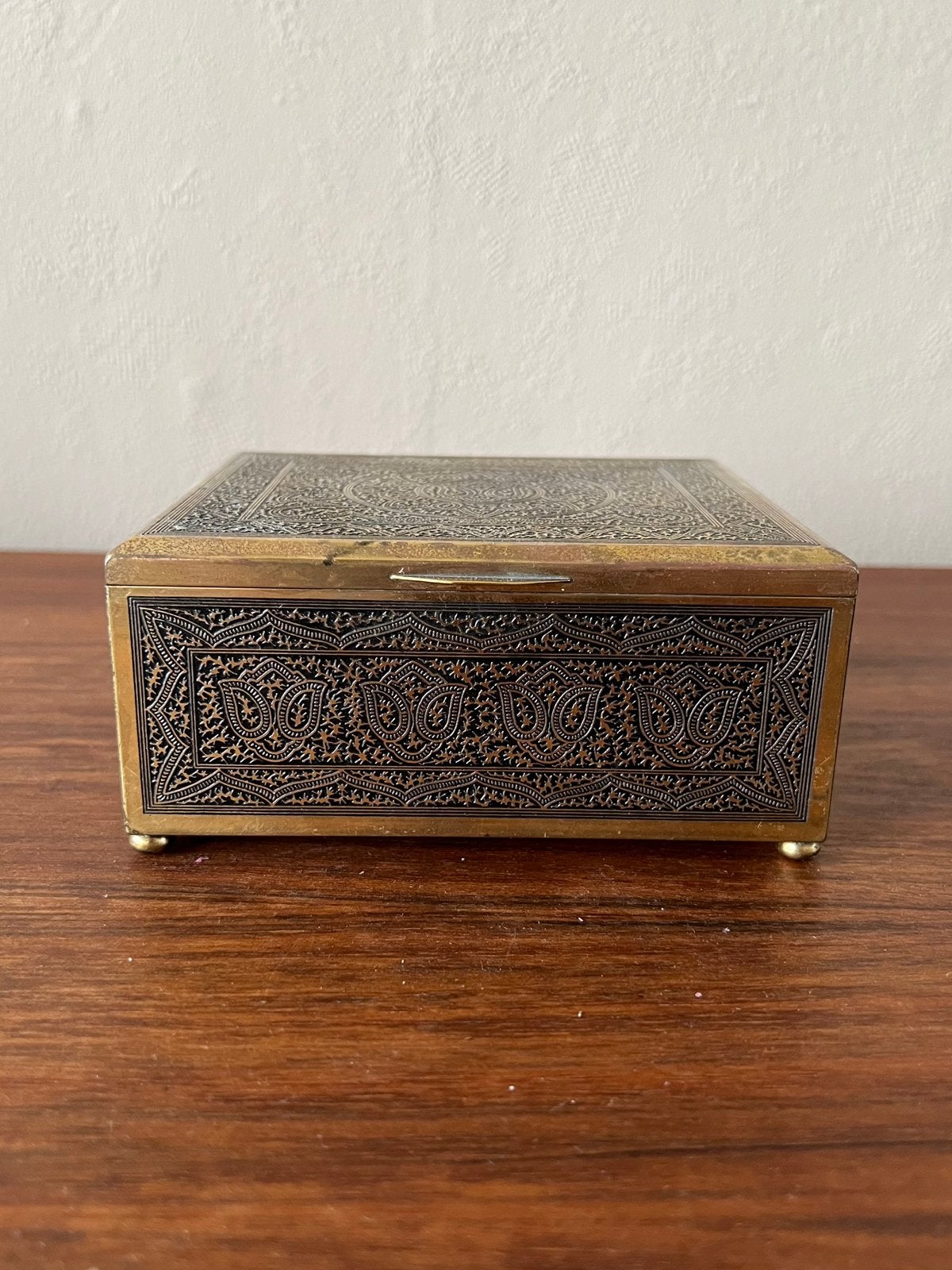 Vintage sigarendoosje messing sieraden organiser retro, Ophalen of Verzenden, Zo goed als nieuw, Overige kleuren