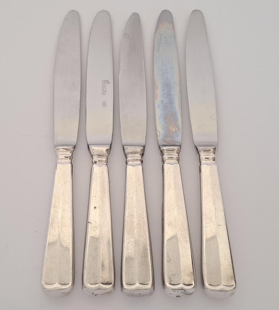5x Verzilverde voorgerechtmessen Haags lofje - Sola 100, Ophalen of Verzenden