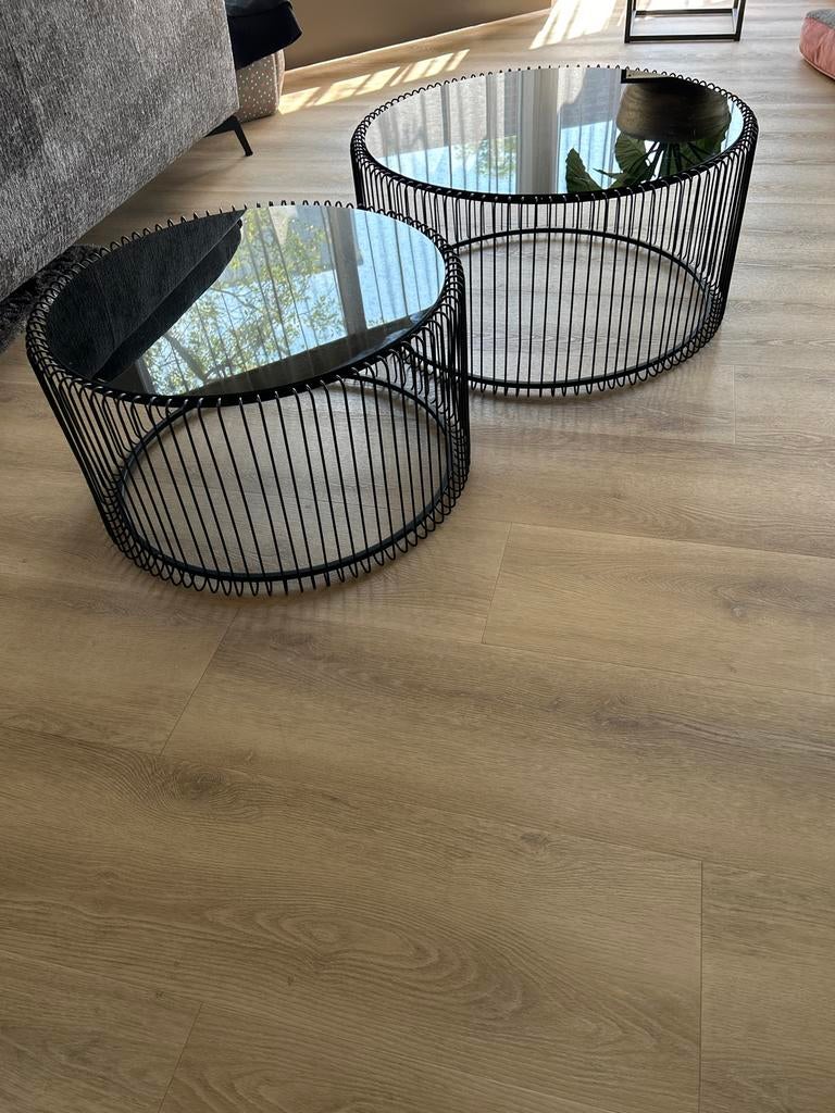 Set van 2 zwarte salontafels - Kare Design, Huis en Inrichting, Tafels | Salontafels, Ophalen, Gebruikt, 50 tot 100 cm, Rond