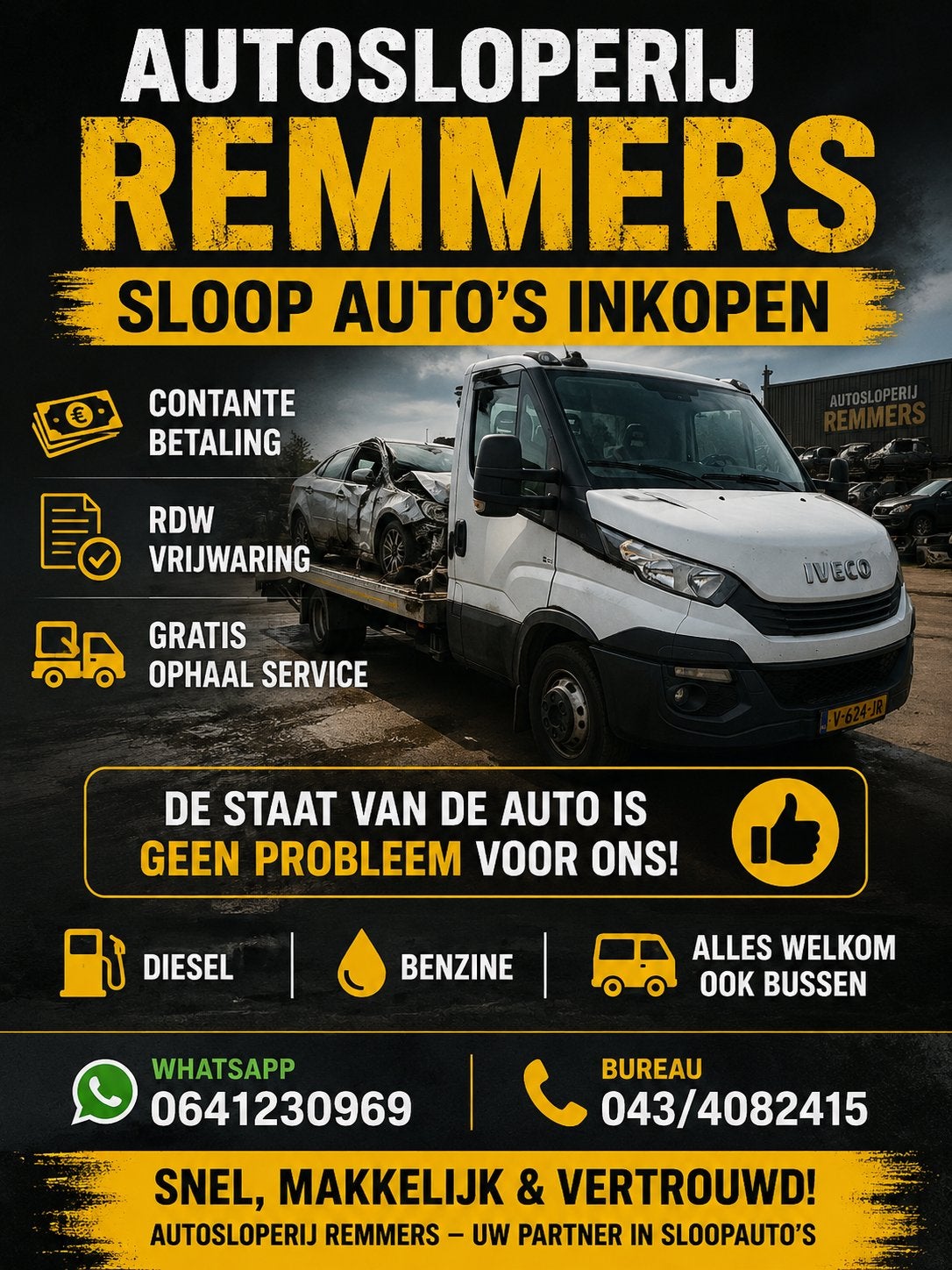 Sloop auto inkoop! Autosloperij remmers. Maastricht, Ophalen of Verzenden