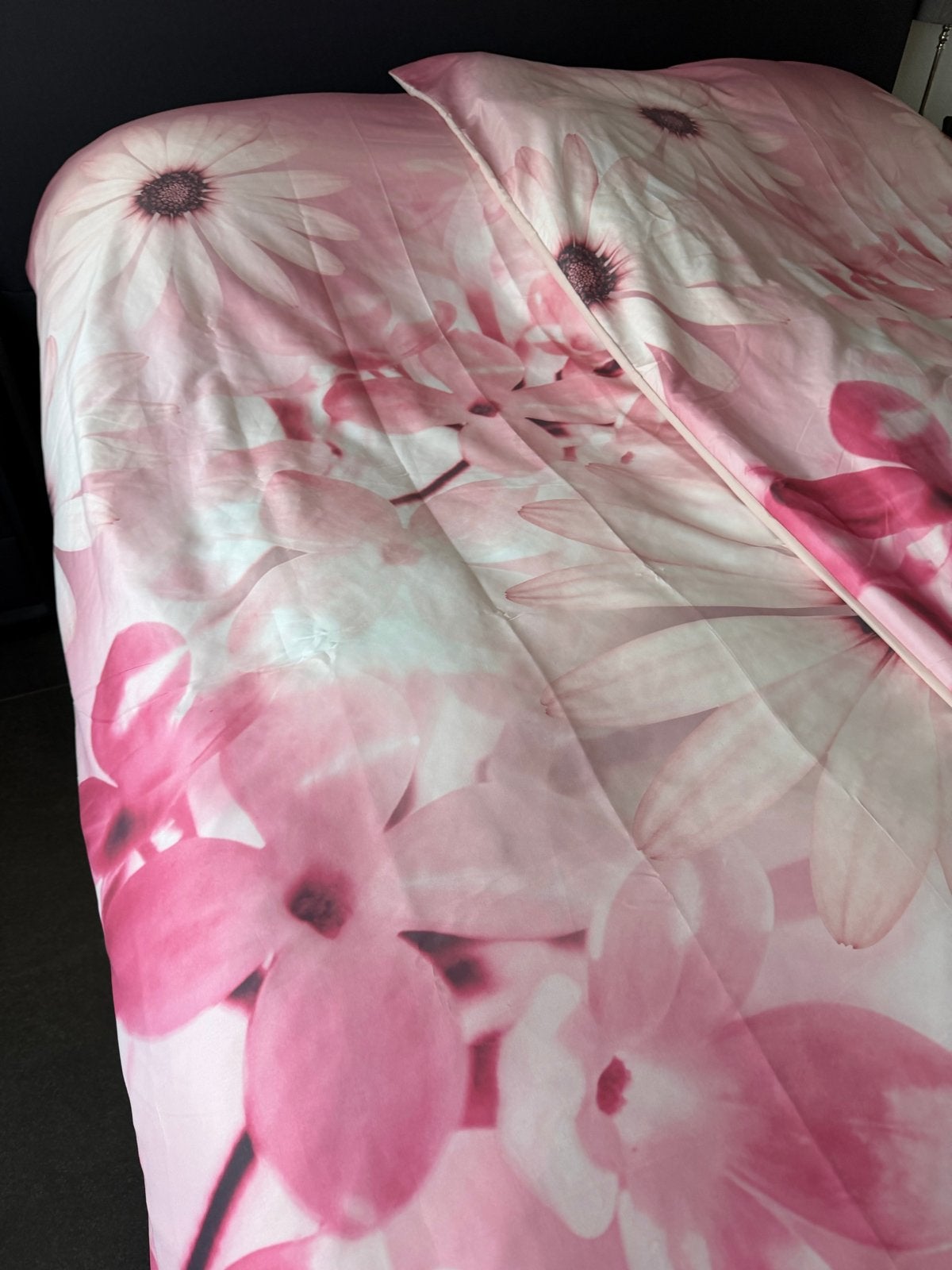 Optidee dekbedovertrek 2x 1-persoons Optisamt roze bloemen, Eenpersoons, Dekbedovertrek, Ophalen of Verzenden, Zo goed als nieuw