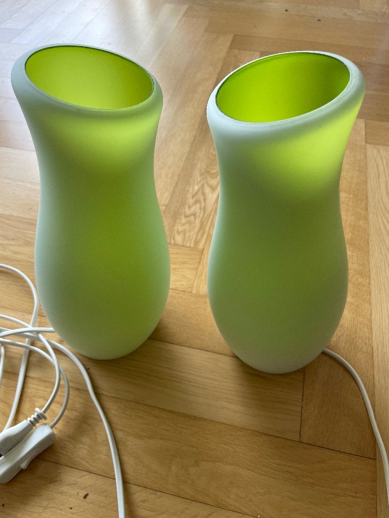 Mylonit IKEA Vintage Lampen 2 Stuks Groen, Huis en Inrichting, Gebruikt, Groen, 30 cm, E14 (klein)