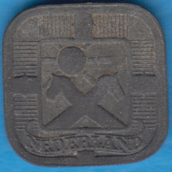 Nederland 5 cent 1942 zink, Sch. 1035 in munthouder, Ophalen of Verzenden, Koningin Wilhelmina, 5 cent, Losse munt