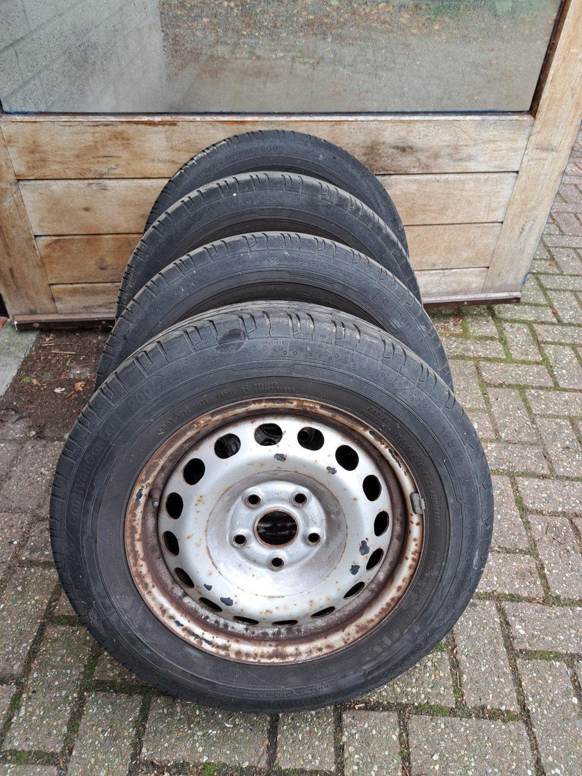 Vw Caddy 195 65 15 Continental Banden en Velgen, Ophalen, 15 inch, Banden en Velgen, 195 mm