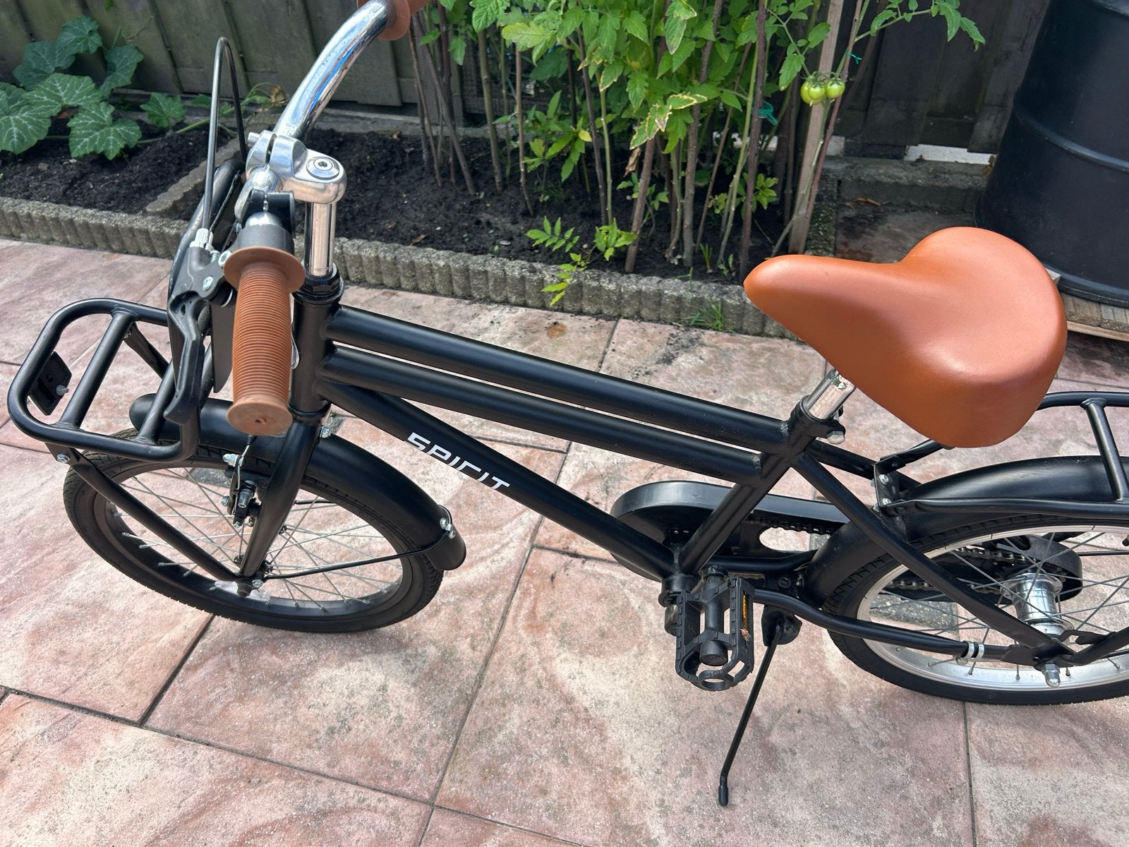 Spirit kinderfiets 16 inch met voordrager en terugtraprem, Ophalen of Verzenden, Gebruikt, Terugtraprem, 16 tot 20 inch