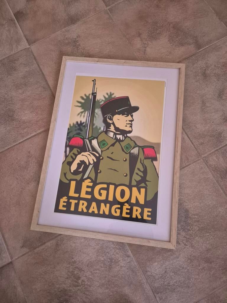 Poster Vreemdelingenlegioen Legion Etrangere met lijst, Met lijst, Deurposter of groter, Ophalen of Verzenden, Overige onderwerpen