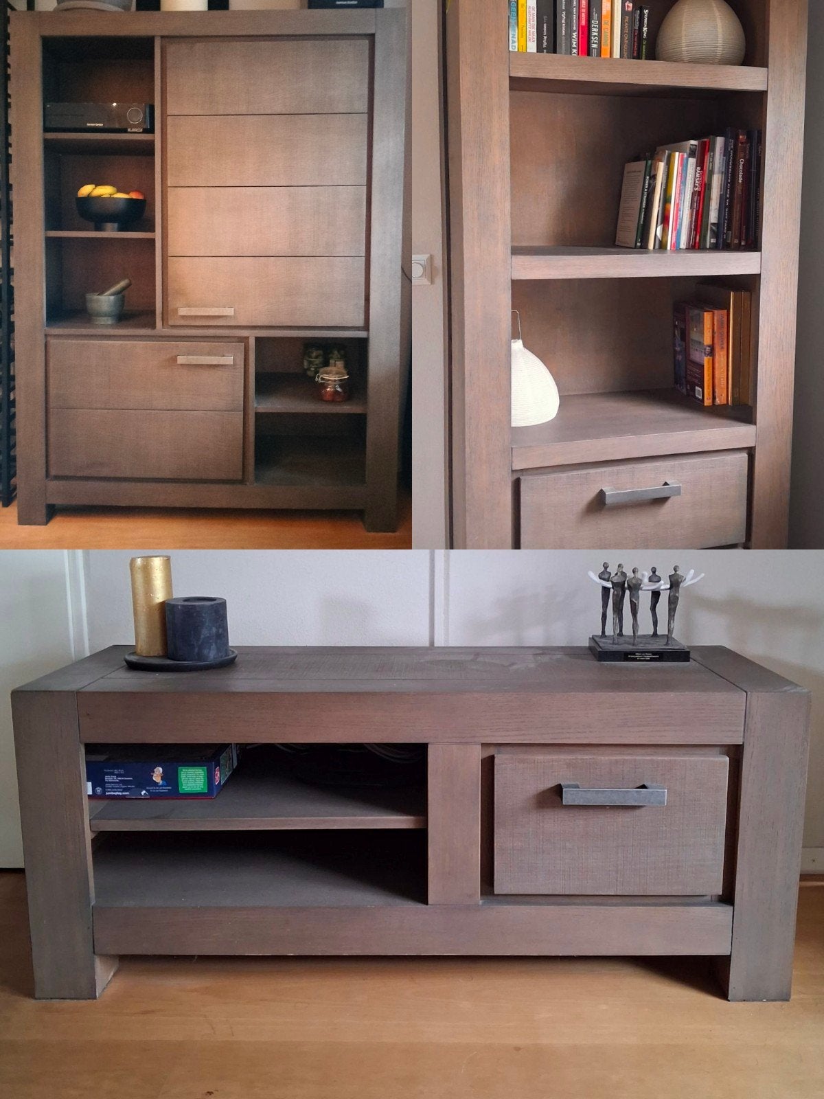 Foto 2 van Wandkast 3 houten kasten wandmeubel boekenkastje tv meubel