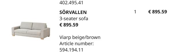 SORAVELLEN IKEA 3 SEATER sofa, Ophalen, Zo goed als nieuw, Driepersoons