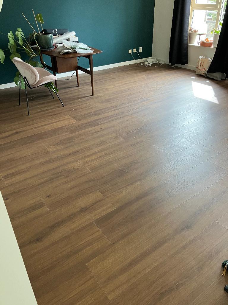 Laminaat vloer 60m2, Ophalen, Gebruikt, Bruin, 50 tot 75 m²