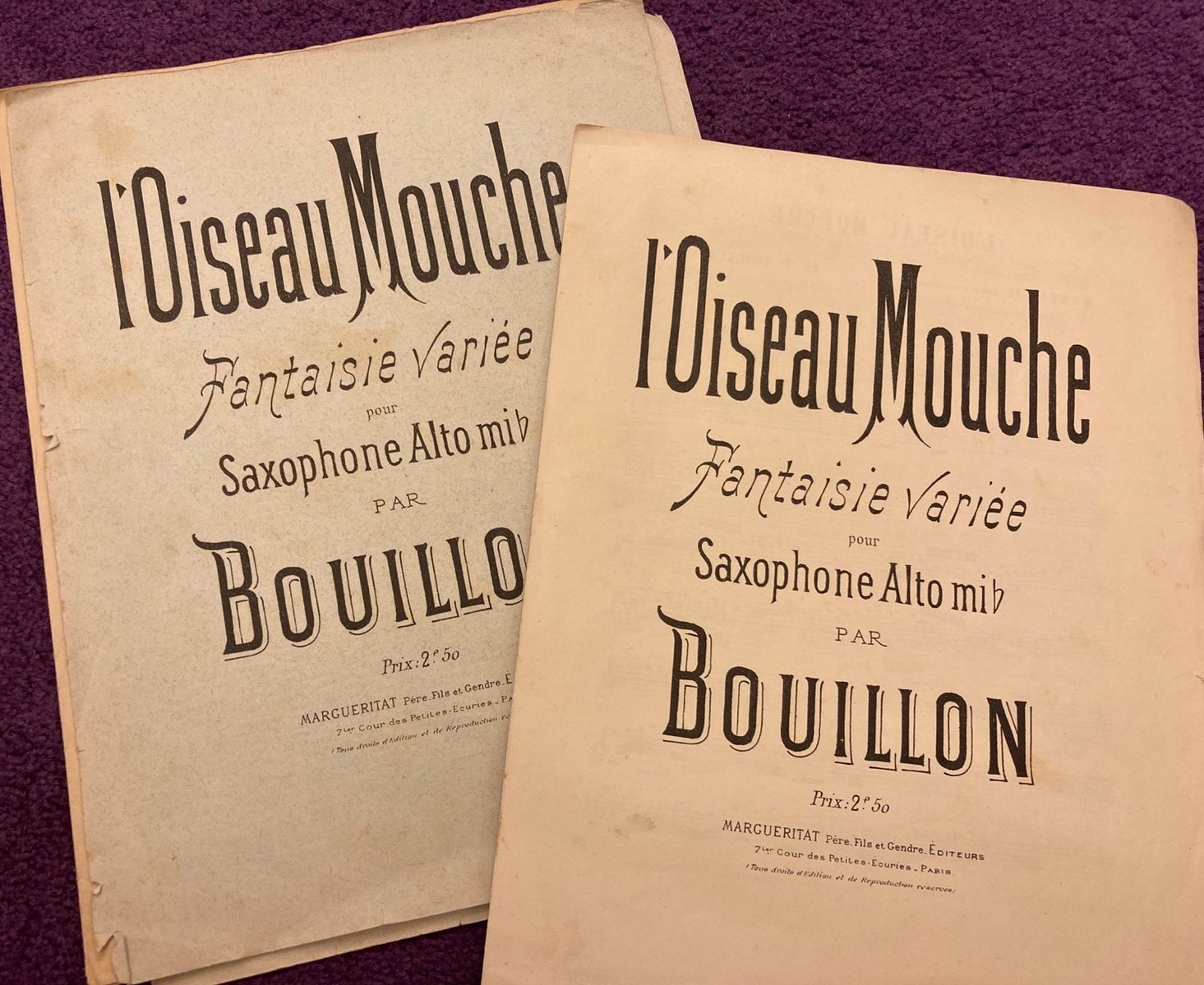 L’ Oiseau Mouche, Bouillon voor altsaxofoon en piano, Gebruikt, Saxofoon, Klassiek, Ophalen of Verzenden