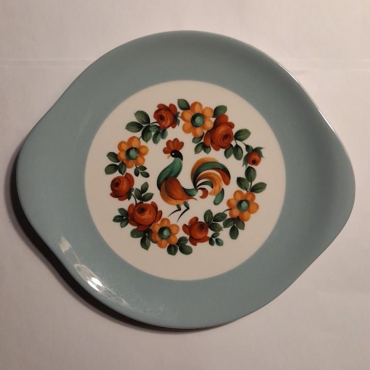 Taartschaal. Decor bloemen en vogel, Gebruikt, Overige typen, Ophalen of Verzenden, Overige stijlen