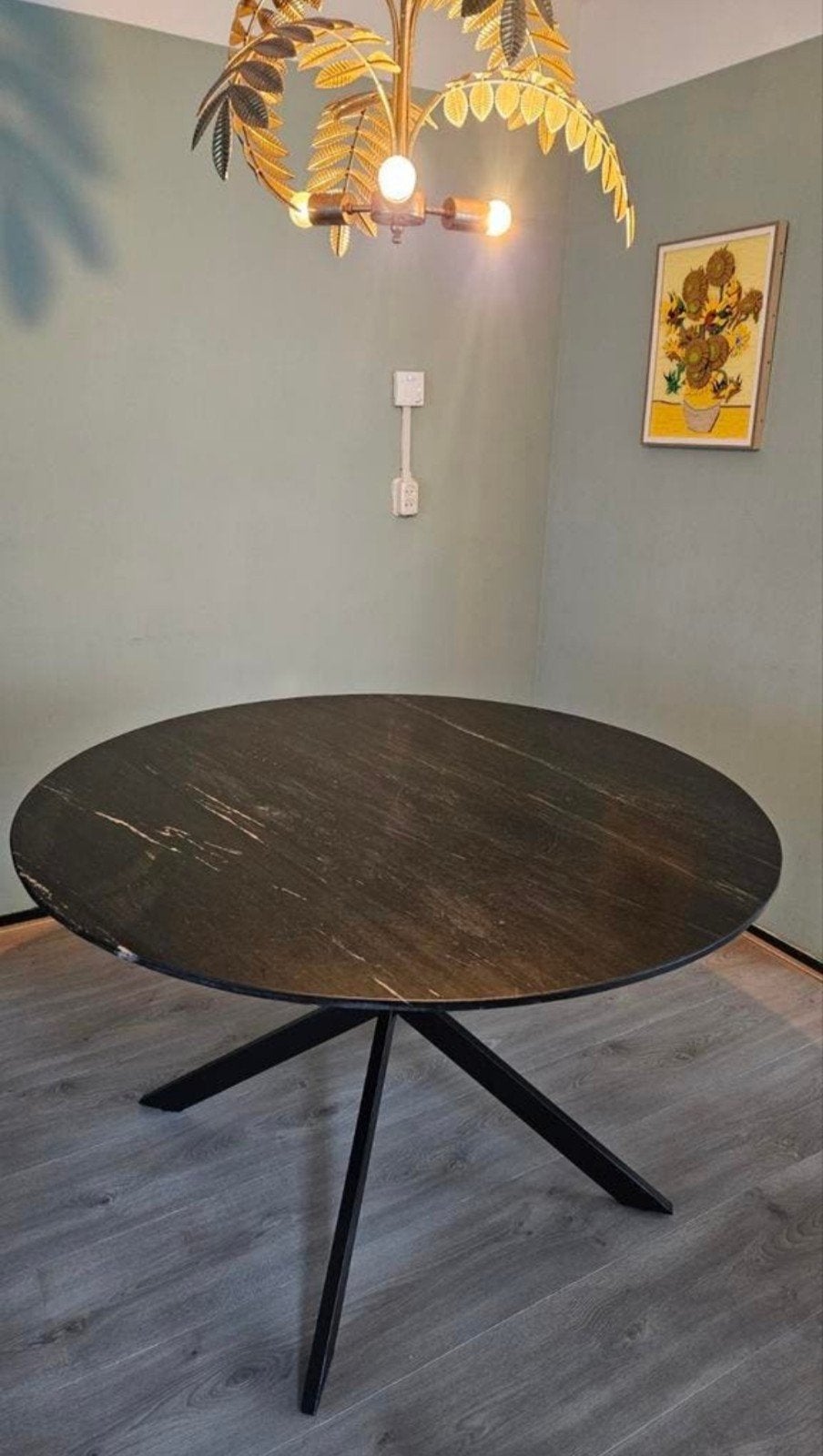 Ronde eettafel Zwart Marmer blad Goossens, Huis en Inrichting, Tafels | Eettafels, Ophalen, Rond, 100 tot 150 cm, 100 tot 150 cm