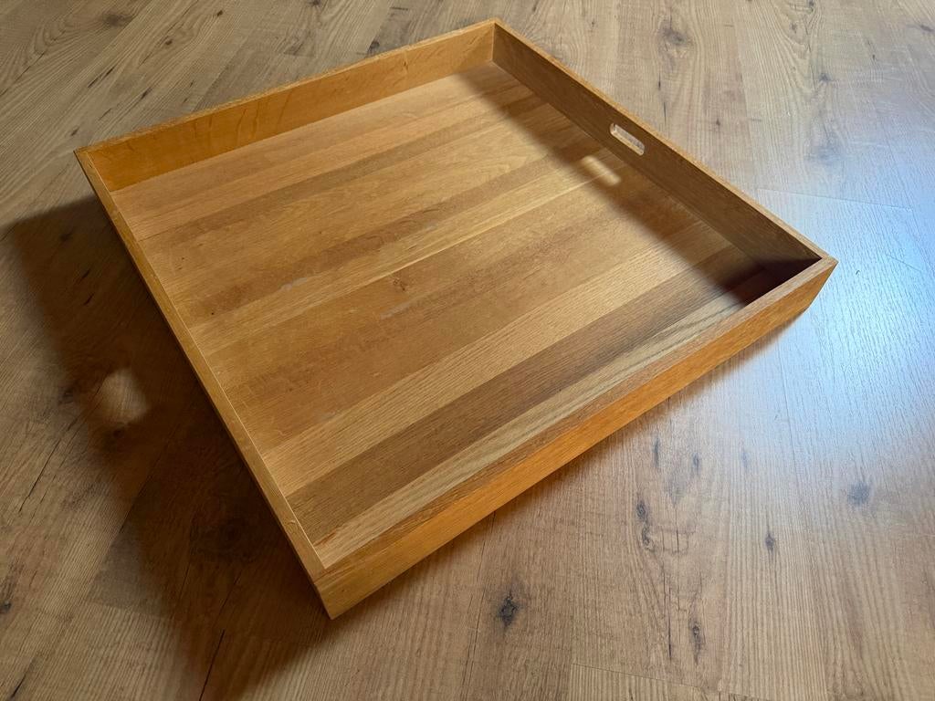 Zwaar Massief eiken dienblad 60x60cm, Ophalen, Zo goed als nieuw, Vierkant, Hout