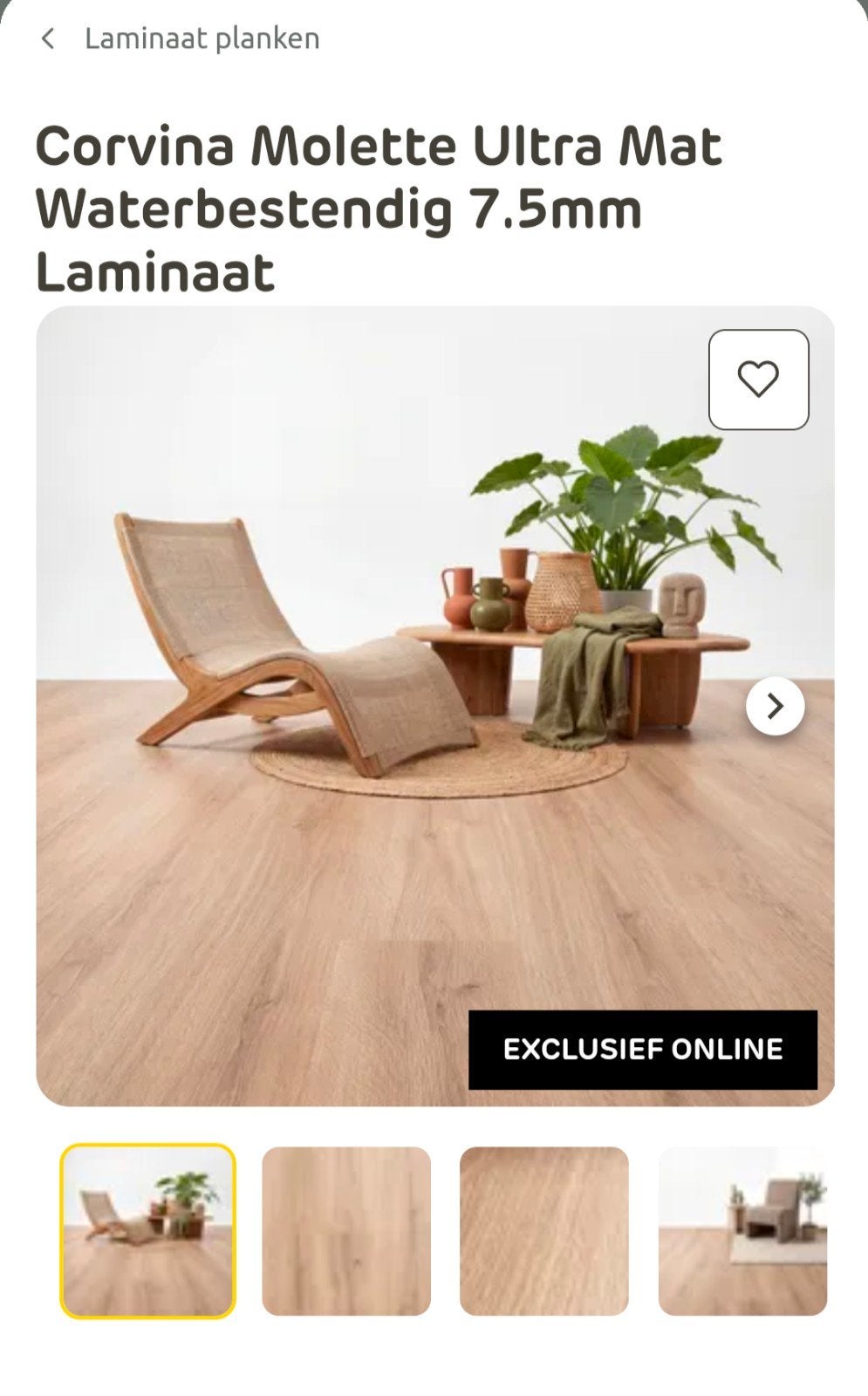 Corvina Molette Laminaat Ultra Mat Waterbestendig 6,5 m2, Ophalen, 50 tot 150 cm, Nieuw, 5 tot 10 m²