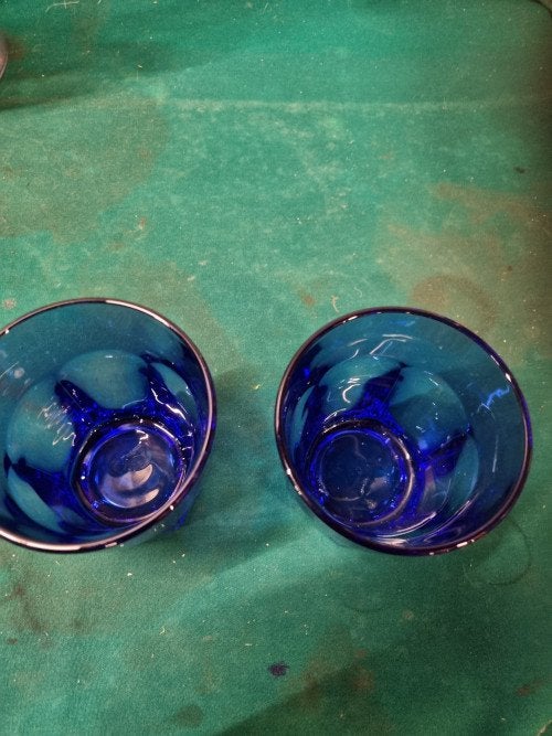 waterglas blauw, Ophalen of Verzenden, 'T Olde Gre-j, Info@toldegrej.nl, Endepoelstraat 20f Didam