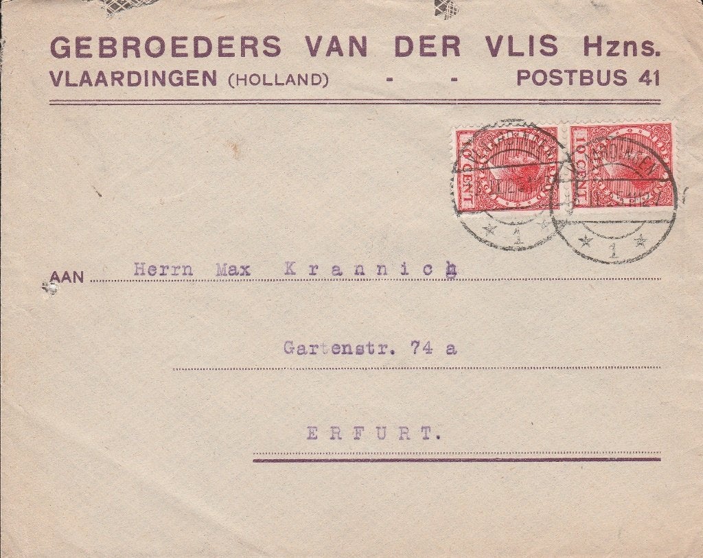 VLAARDINGEN 1925 Gebr Vdr VIS Hzns, Ophalen of Verzenden, 1920 tot 1940, Gelopen, Zuid-Holland