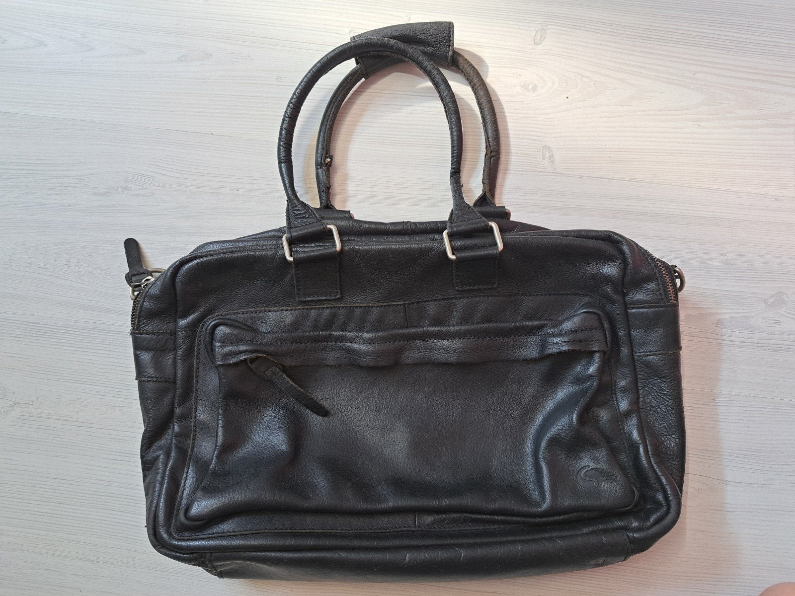 Sacha leren tas, Ophalen, Gebruikt, Zwart, Handtas