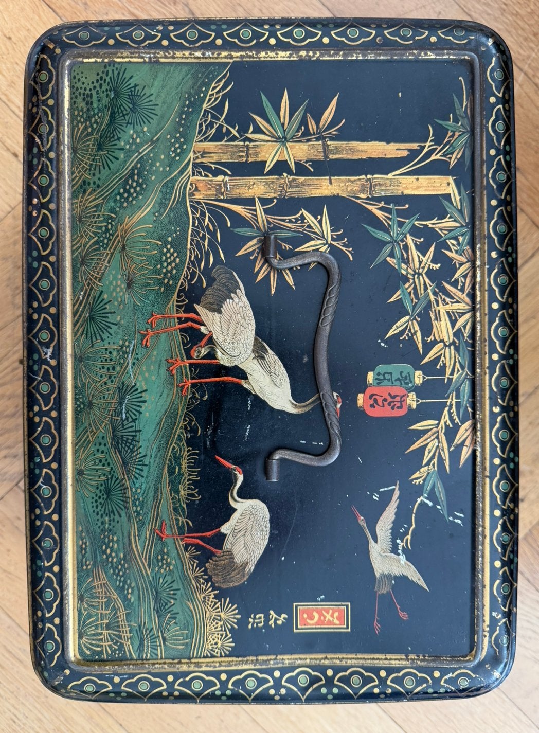 Oud chinees groot theeblik , vorige eeuw, Verzamelen, Verzenden, Gebruikt, Thee, Overige merken