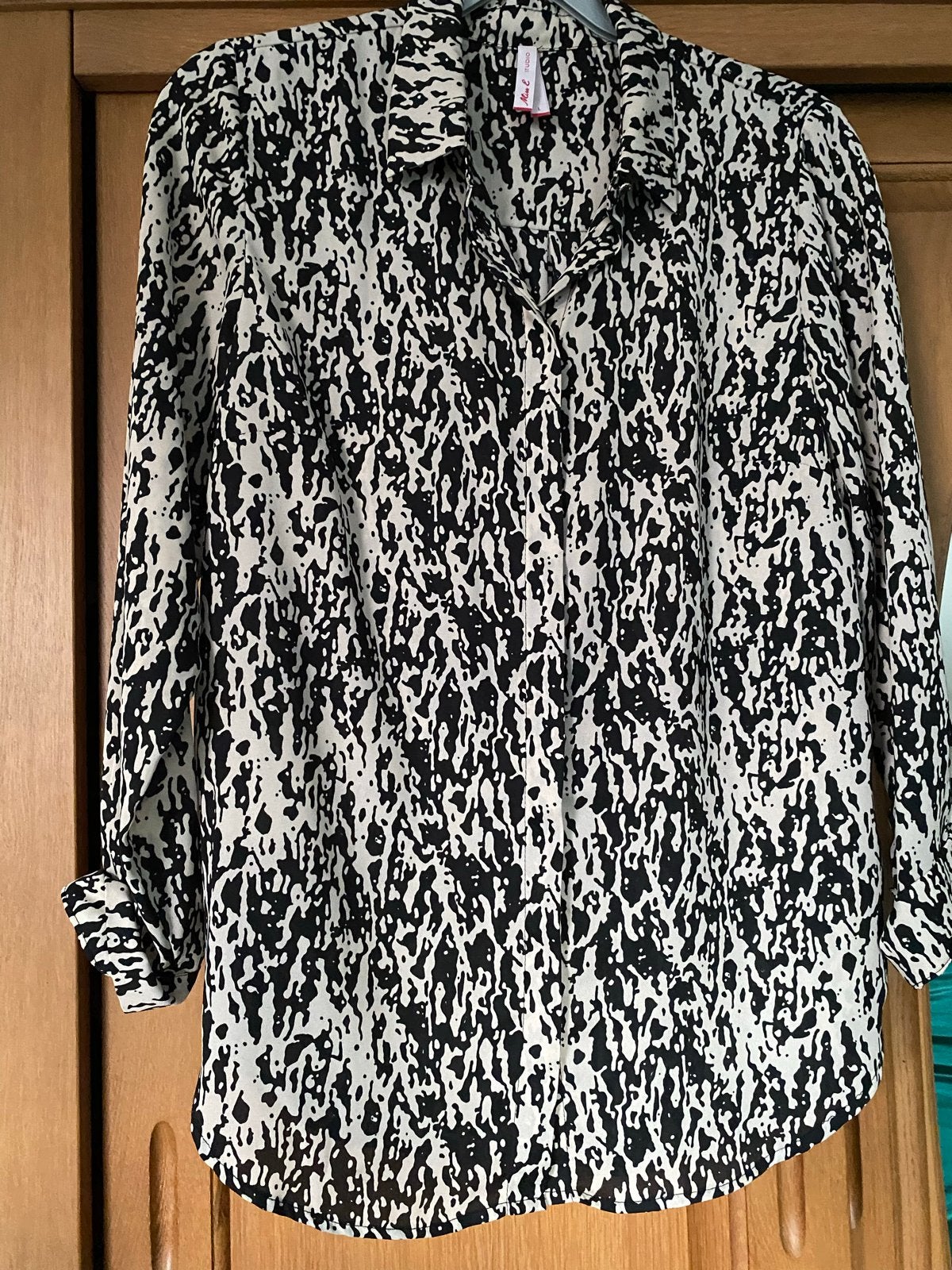 Nieuwe Miss Etam Blouse Zwart/Beige Print Maat L, Ophalen of Verzenden, Zo goed als nieuw, Maat 42/44 (L), Zwart