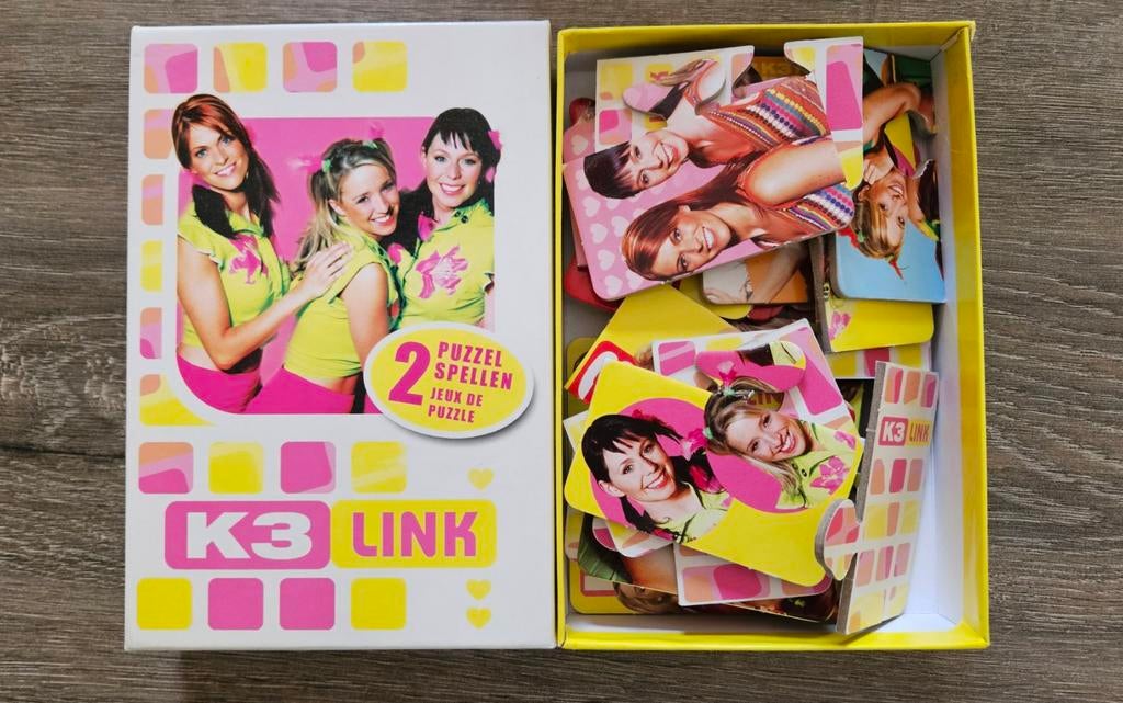 K3 Link Puzzel Spellen - 2 Puzzels in één doos, Ophalen of Verzenden, Minder dan 500 stukjes, Gebruikt, Legpuzzel