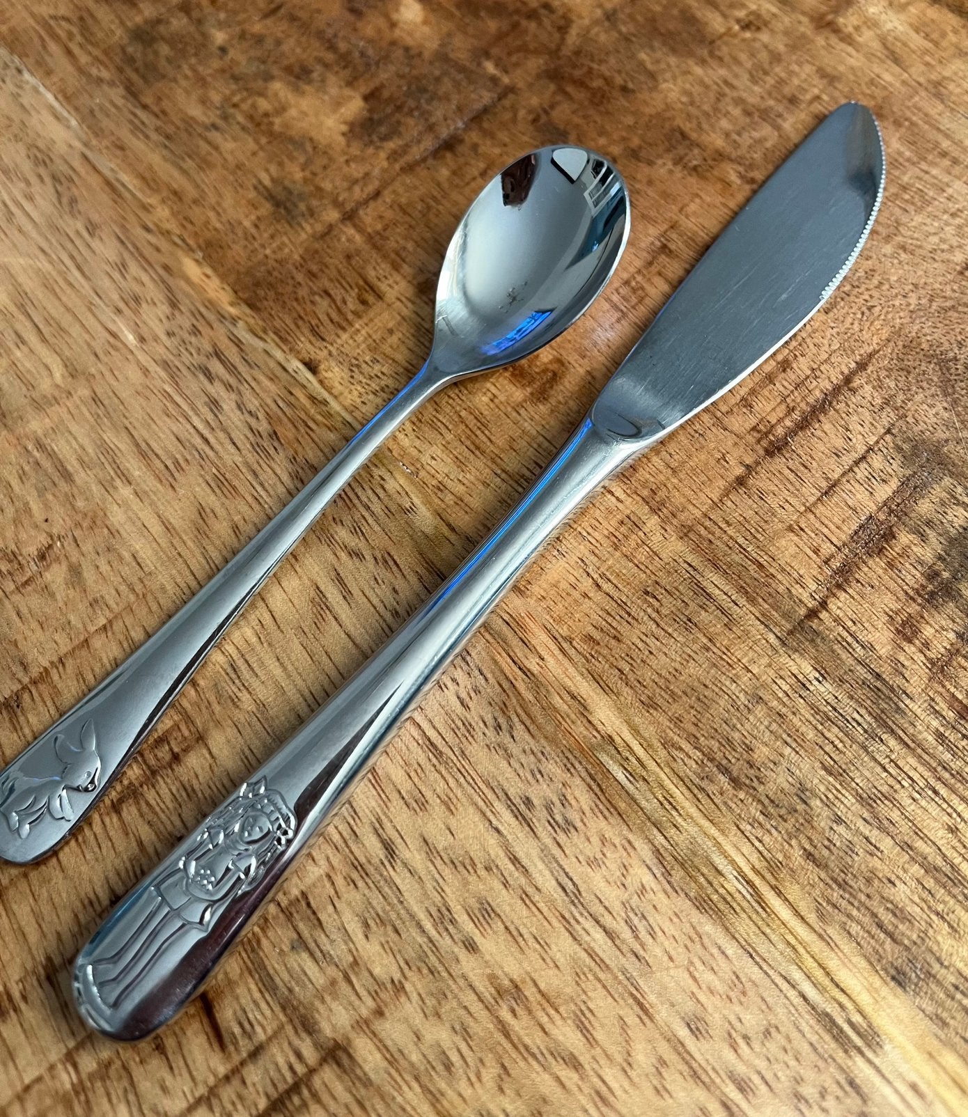 Kinderbestek lepeltje en mesje, Ophalen of Verzenden