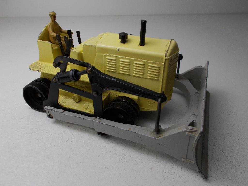 1955 Dinky SuperToys 961 BLAW KNOX BULLDOZER + 2 RUPSBANDEN!, Ophalen of Verzenden, Zo goed als nieuw, Tractor of Landbouw, Dinky Toys