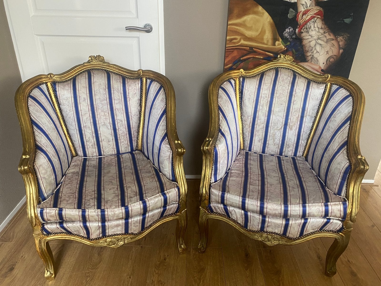 2 Antieke Barok Fauteuils met Mooie Bekleding Setprijs, Ophalen