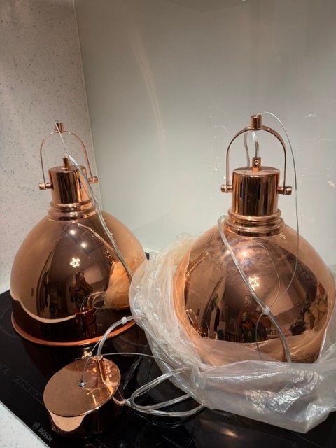 Maretti hanglampen koper - 2 stuks nieuw, Ophalen, E27 (groot), Zo goed als nieuw, Metaal