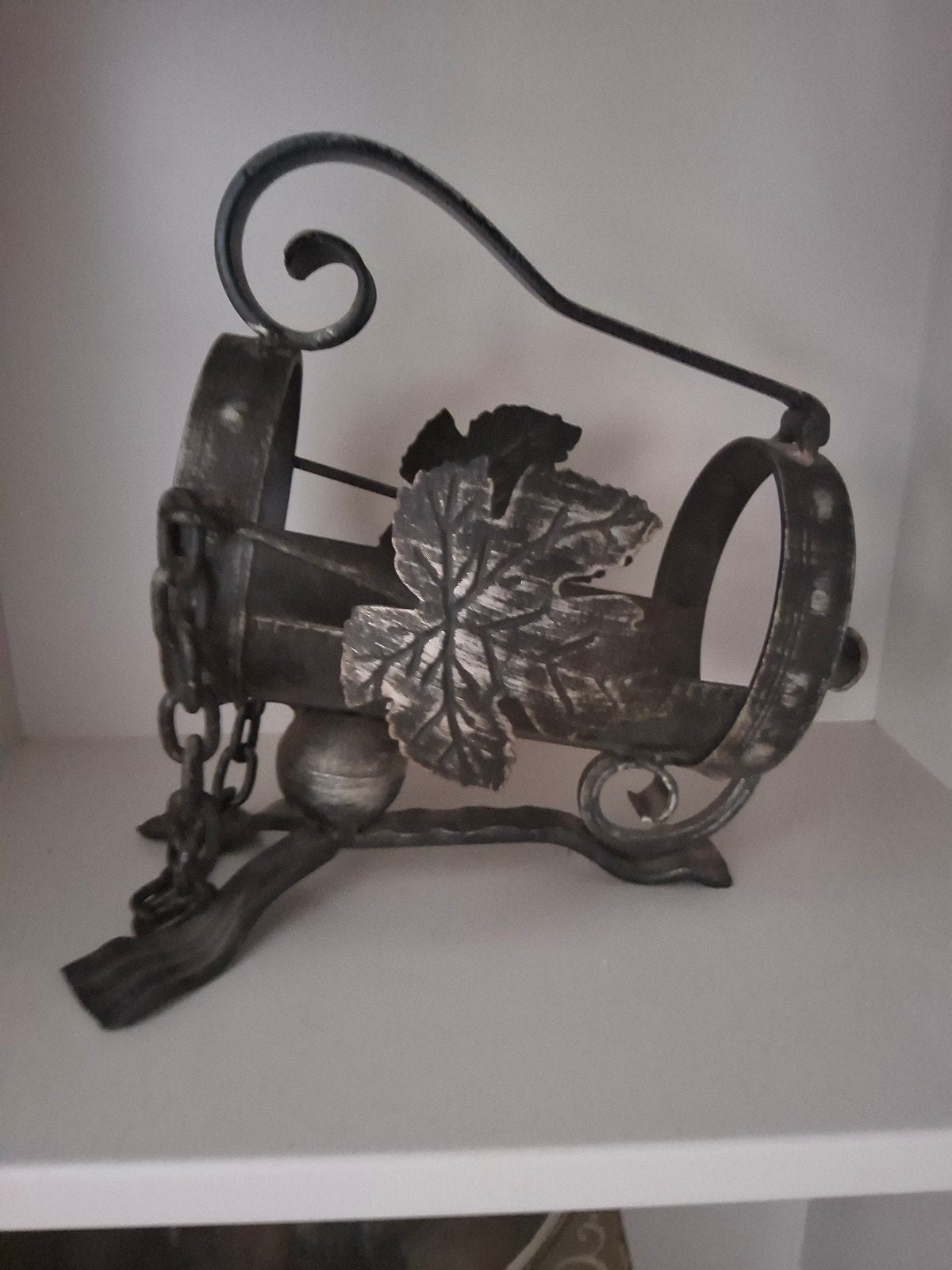 Decoratieve Wijnfleshouder - Metaal, 24 cm lang, Gebruikt, Ophalen of Verzenden, Minder dan 5 flessen, Metaal